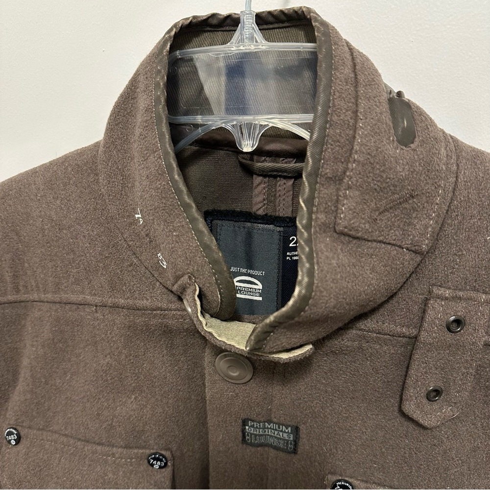 Premium Lounge Wool Blend Military Style Utility Cargo Jacket Coat Men XXL brown - Picture 5 of 15
